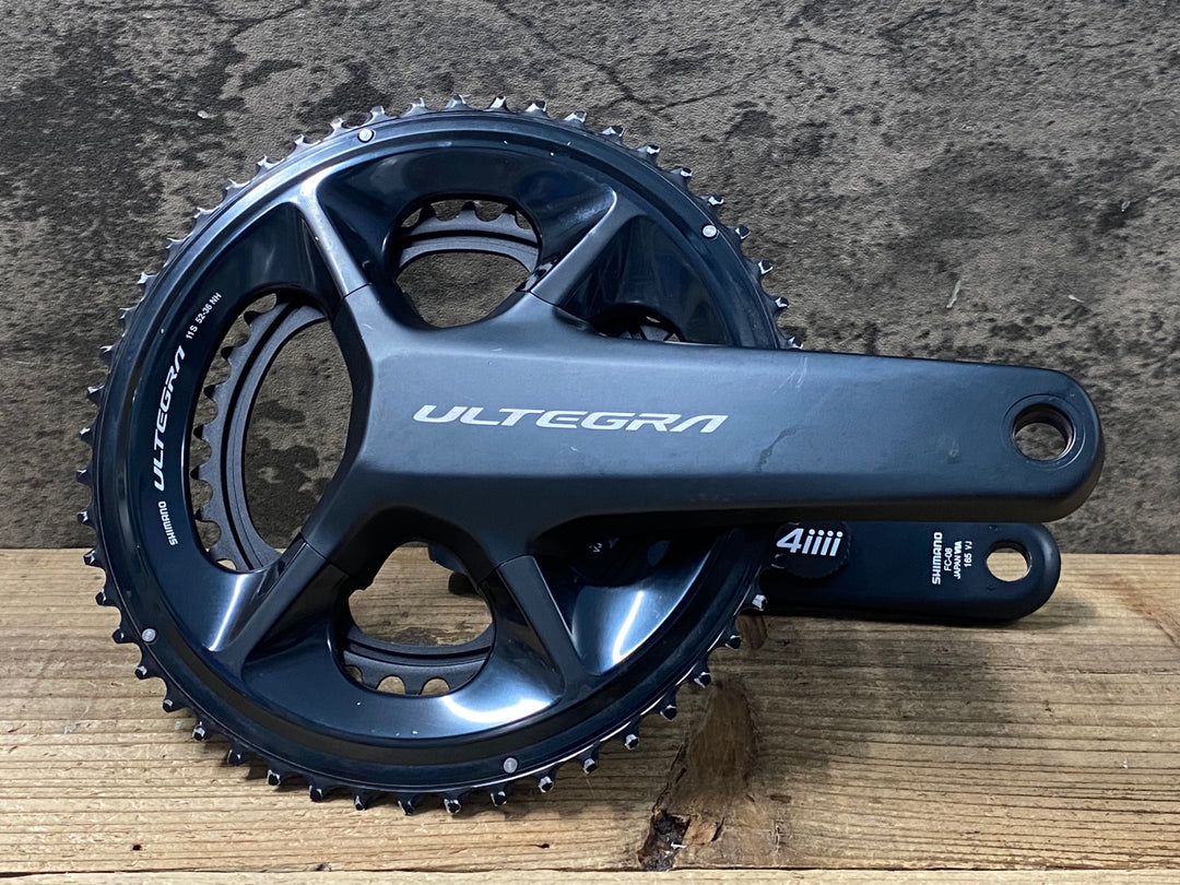 JU387 シマノ SHIMANO FC-08 クランクセット 52/36T 165mm 2x11s 4iiii PRECISION 3+ POWER METER 動作確認済み