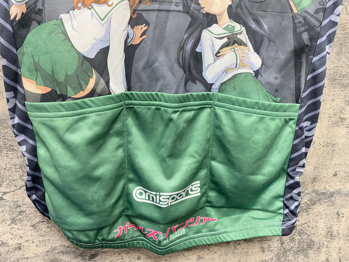 KA253 amisports 半袖 サイクルジャージ 白 緑 L ガールズ&パンツァー あんこうチーム