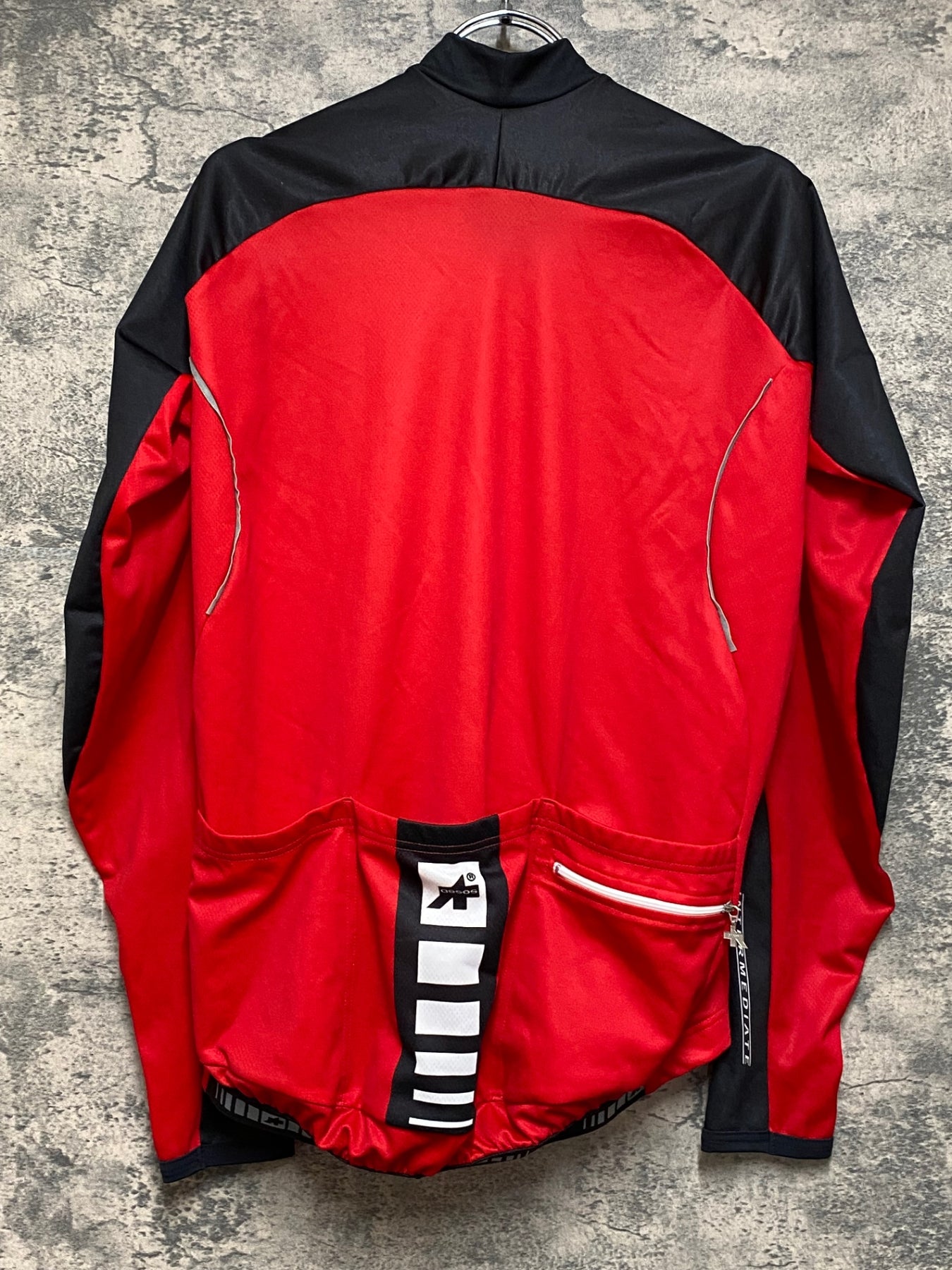 JQ221 アソス assos AIR BLOCK 799 長袖 サイクルジャージ M 赤黒 防風