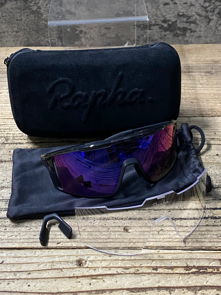 KH627 ラファ Rapha PRO TEAM FULL FRAME GLASSES サングラス アイウェア 黒 ROSSレンズ クリアレンズ付属
