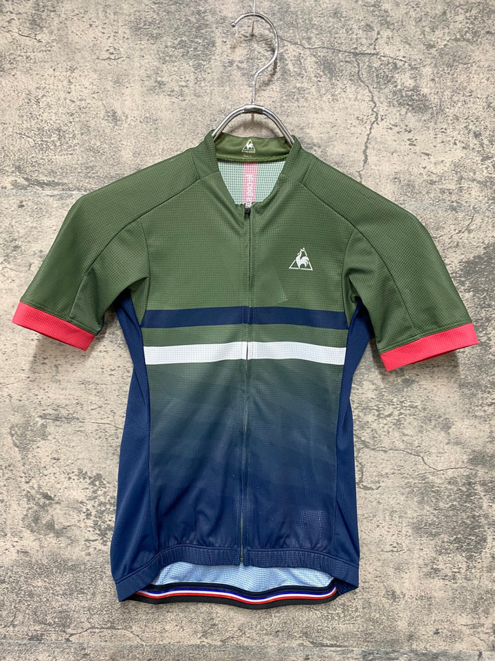 KA068 ルコックスポルティフ le coq sportif Steel 半袖 サイクルジャージ 緑 ネイビー S