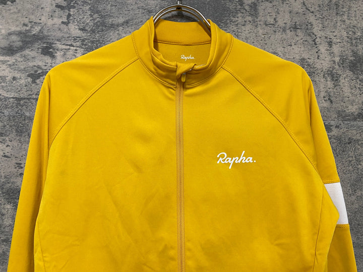 JY704 ラファ Rapha CORE LONG SLEEVE JERSEY 長袖 サイクルジャージ 黄 S 裏起毛