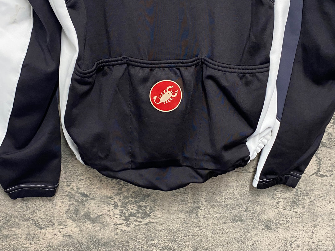 JW444 カステリ CASTELLI 長袖 サイクルジャケット 白 黒 S 裏起毛 GORE WINDSTOPPER