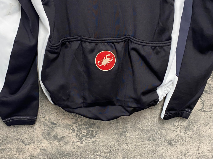 JW444 カステリ CASTELLI 長袖 サイクルジャケット 白 黒 S 裏起毛 GORE WINDSTOPPER