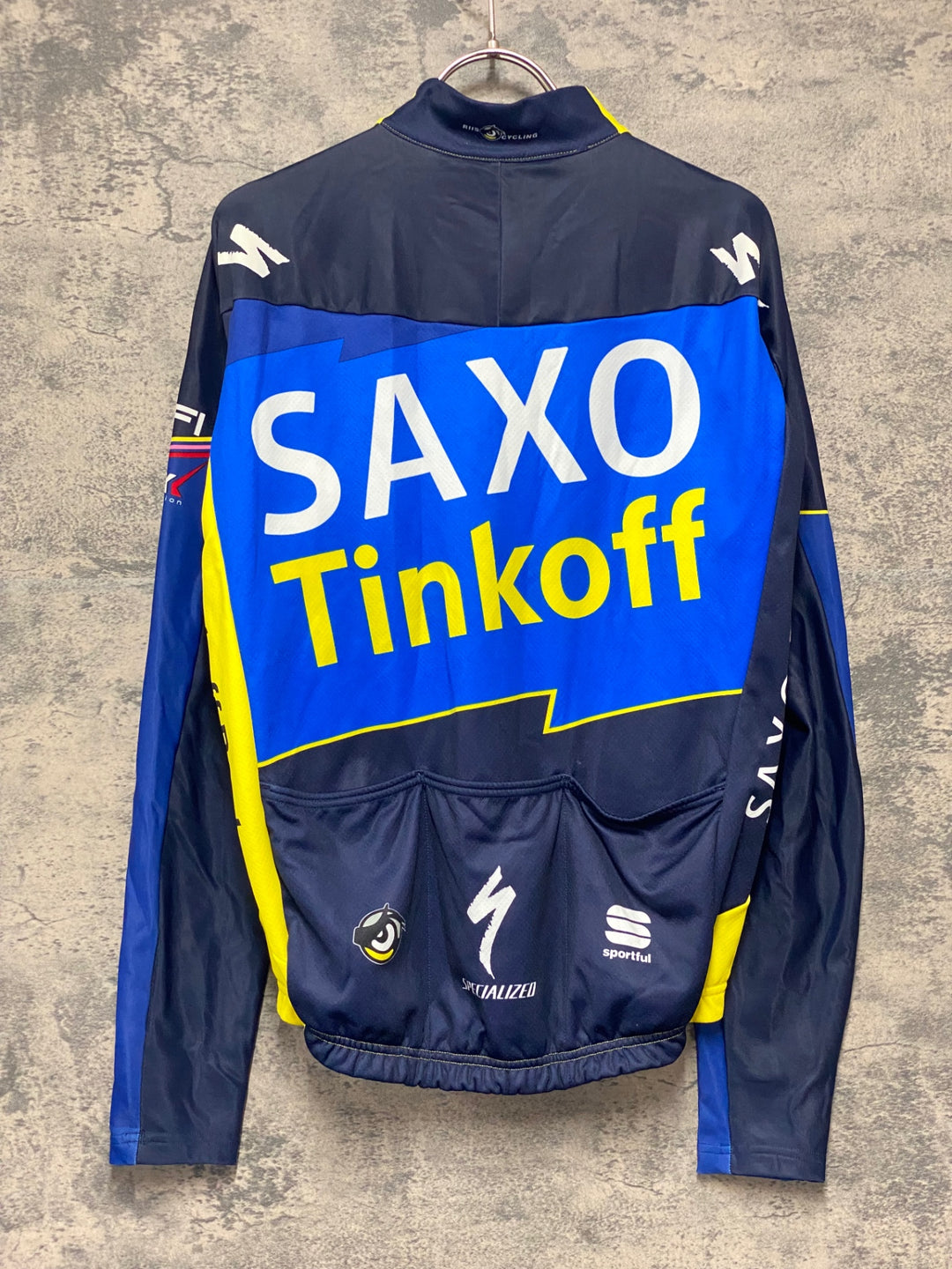 KJ806 スポーツフル sportful 長袖 サイクルジャージ 黃 紺 M 裏起毛 SAXO BANK