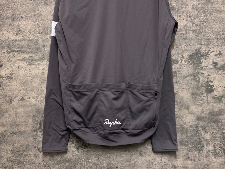 JV499 ラファ Rapha CORE LONG SLEEVE JERSEY 長袖 サイクルジャージ スモークブラウン L 裏起毛