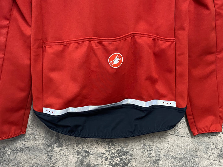 JJ386 カステリ CASTELLI ロッソコルサ ROSSO CORSA perfetto 長袖 サイクルジャケット 赤 黒 M 裏起毛 GORE-TEX INFINIUM