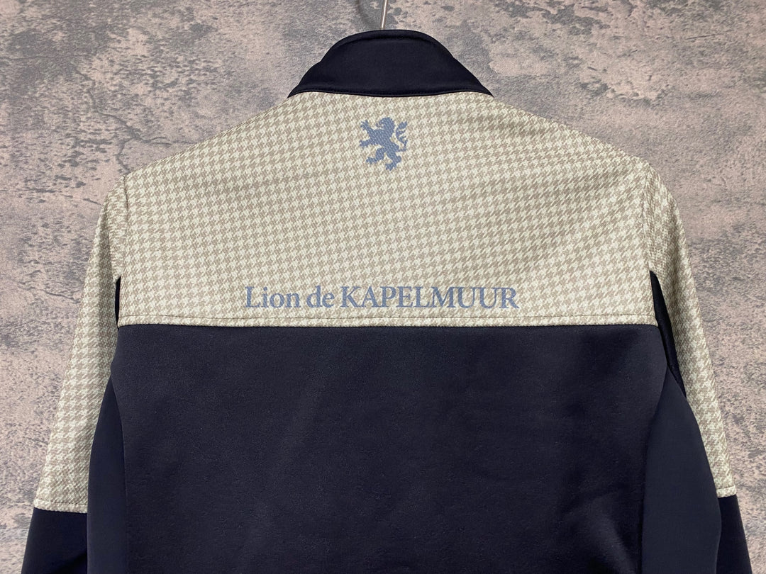 JM251 リオンドカペルミュール Lion de KAPELMUUR 長袖 サイクルジャケット 千鳥 ベージュ 黒 レディース 34 裏起毛 未使用