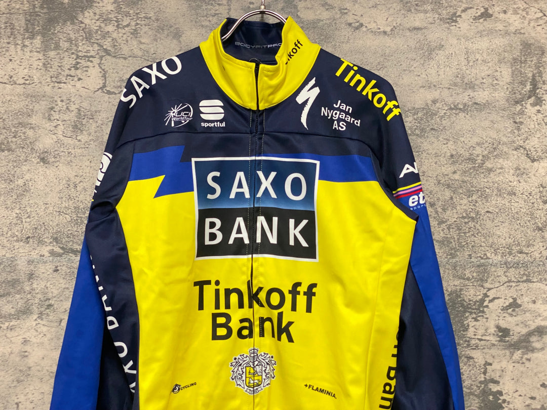KJ810 スポーツフル sportful 長袖 サイクルジャケット 黃 紺 L 裏起毛 SAXO BANK WINDSTOPPER