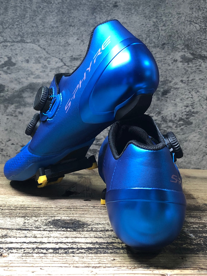 JP256 シマノ SHIMANO S-PHYRE SHRC902M ビンディングシューズ SPD-SL 青 EU41.5