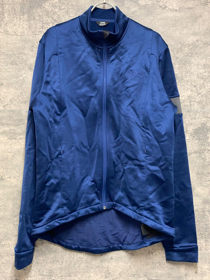 JN804 ラファ Rapha MEN'S LS CLASSIC WINTER JERSEY 長袖 サイクルジャージ 青 XX-L 裏起毛 ※脇部やや毛羽立ちあり