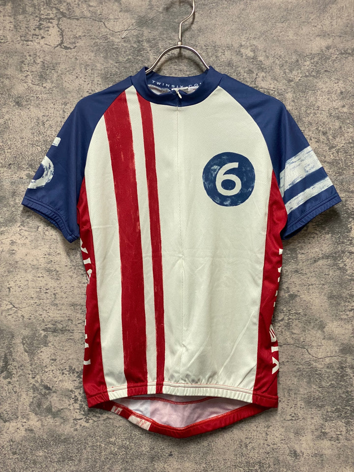 KI158 ツインシックス TWIN SIX 半袖 サイクルジャージ 白 ネイビー 赤 S