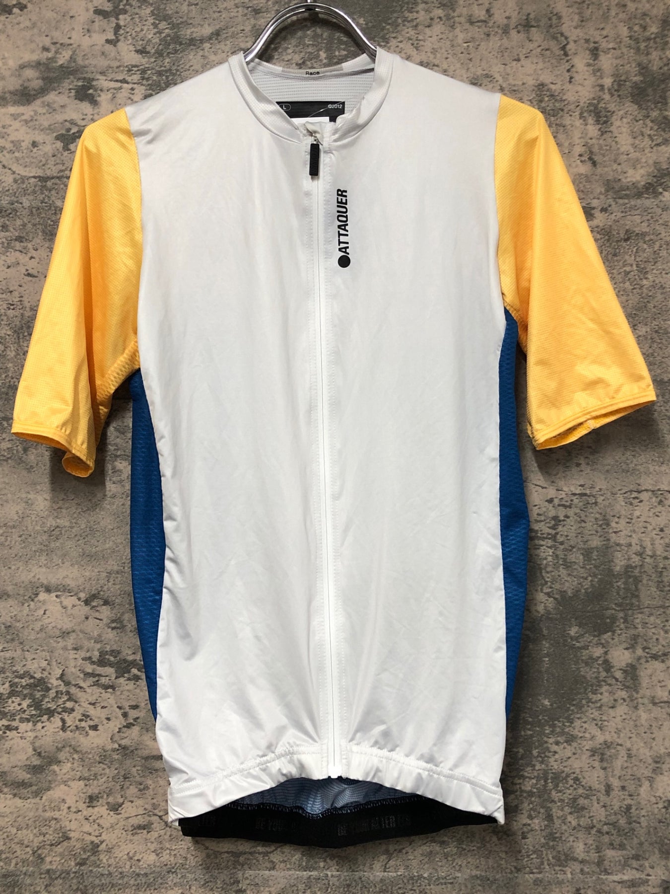 JV761 アタッカー ATTAQUER RACE 半袖サイクルジャージ 白黄青 L