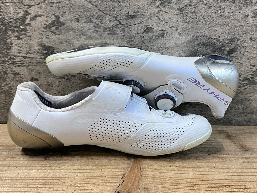 JZ049 シマノ SHIMANO S-PHYRE SHRC902M W01 S ビンディングシューズ 白 EU40 3穴