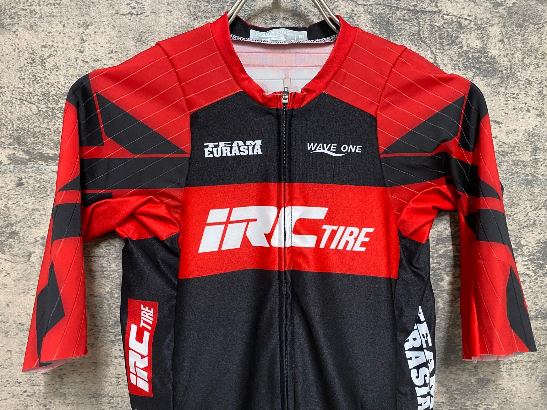 JS444 ウェイブワン WAVE ONE 半袖 サイクルジャージ 赤 黒 M Team