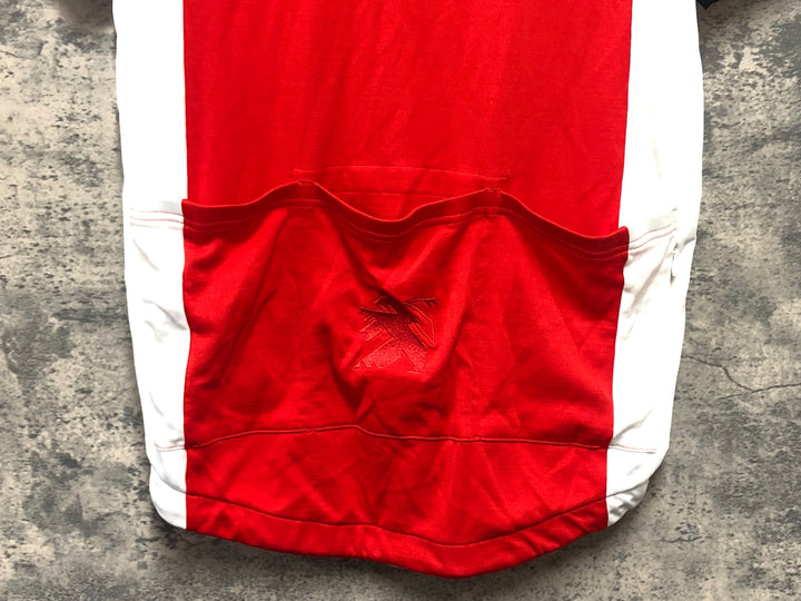 KL261 ラファ Rapha TRADE TEAM JERSEY 半袖 サイクルジャージ 赤 白 XL ※小穴