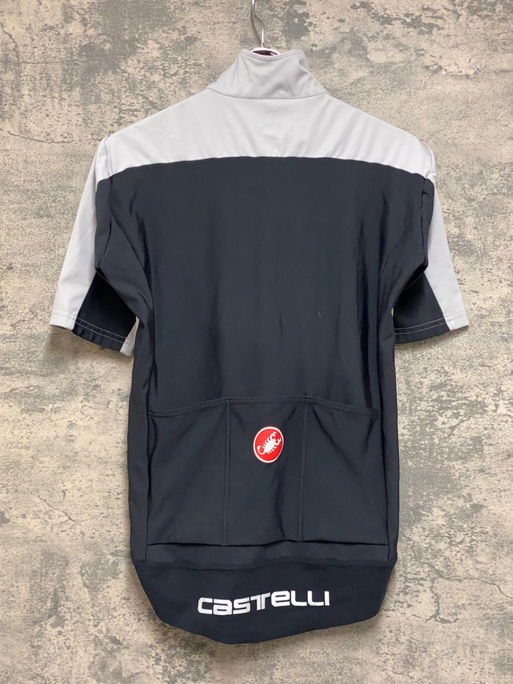 JM827 カステリ CASTELLI ロッソコルサ ROSSO CORSA 半袖 サイクルジャージ グレー M GORE WINDSTOPPER