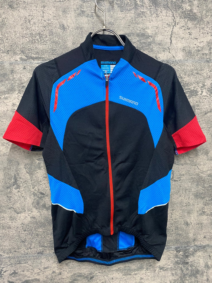 JW160 シマノ SHIMANO 半袖 サイクルジャージ 黒青赤 M
