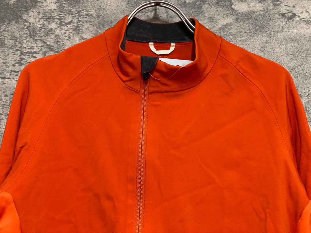 KA009 ラファ Rapha PRO TEAM JACKET 長袖 サイクルジャケット オレンジ S 裏起毛 ※襟破損