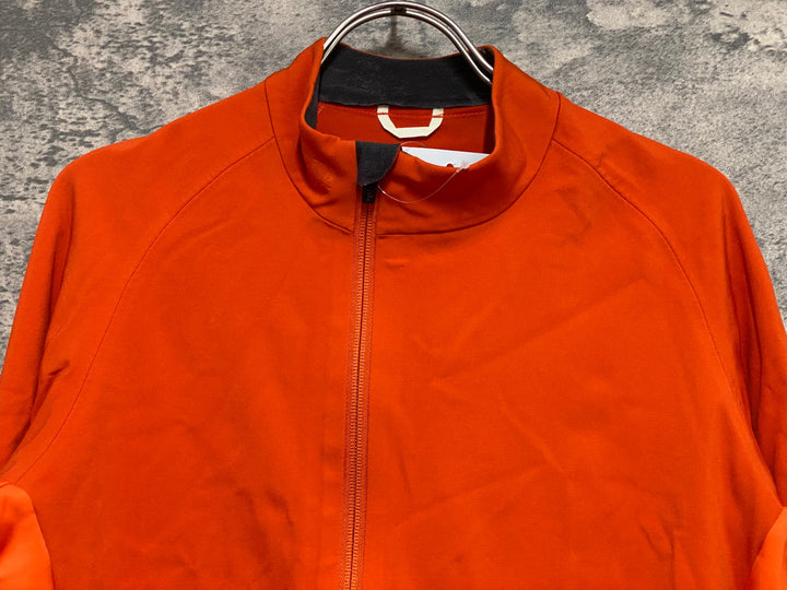KA009 ラファ Rapha PRO TEAM JACKET 長袖 サイクルジャケット オレンジ S 裏起毛 ※襟破損