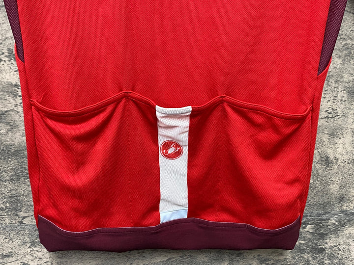 KK810 カステリ CASTELLI 半袖 サイクルジャージ 赤 M ほつれ