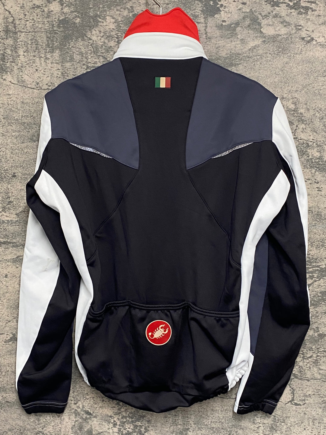 JW444 カステリ CASTELLI 長袖 サイクルジャケット 白 黒 S 裏起毛 GORE WINDSTOPPER