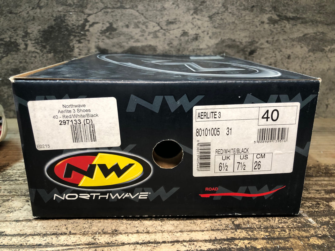 JR510 ノースウェーブ NORTHWAVE AERLITE 3 shoes ビンディングシューズ 黒赤白 EU40