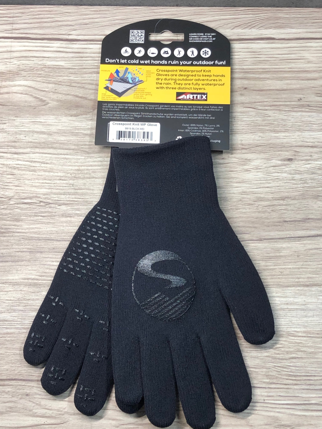 JF182 showers pass WATER PROOF KNIT GLOVES 長指 グローブ 黒 M