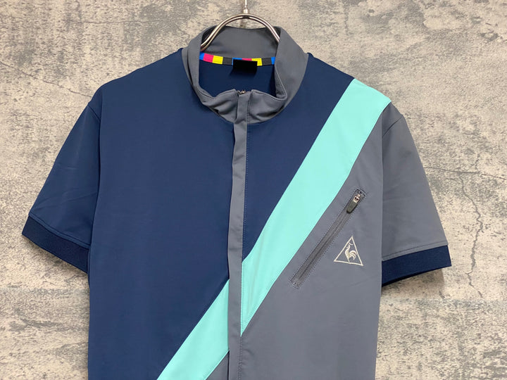 KG090 ルコックスポルティフ le coq sportif 半袖 サイクルジャージ グレー/青 M