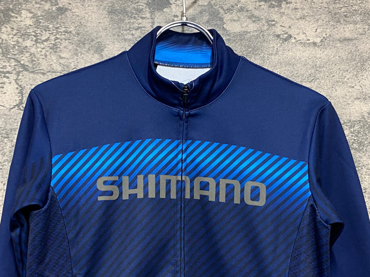 KI992 シマノ SHIMANO 長袖 サイクルジャージ ネイビー S 裏起毛
