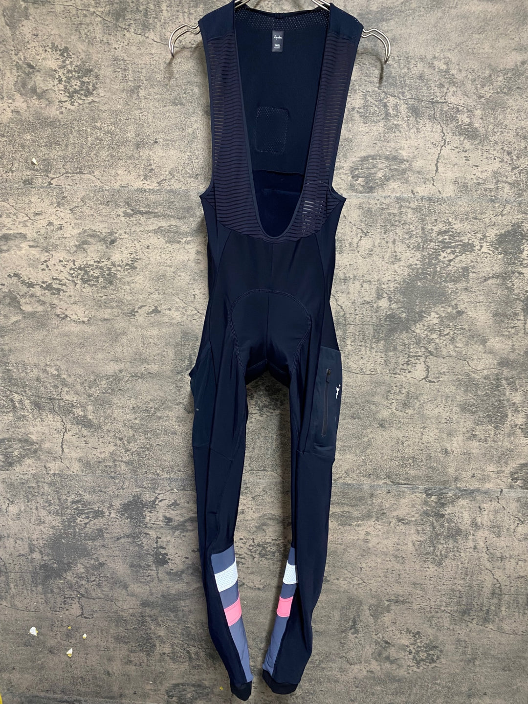KB326 ラファ Rapha CARGO WINTER TIGHTS WITH PAD カーゴ ビブタイツ 紺 S 裏起毛