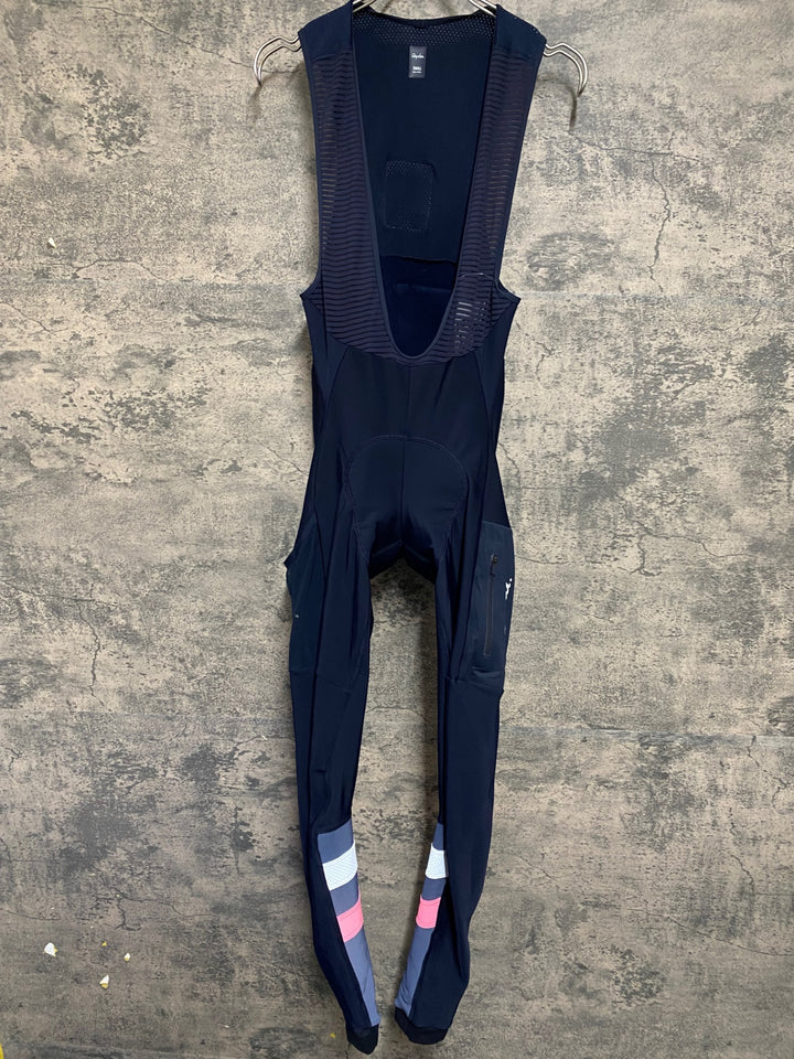 KB326 ラファ Rapha CARGO WINTER TIGHTS WITH PAD カーゴ ビブタイツ 紺 S 裏起毛