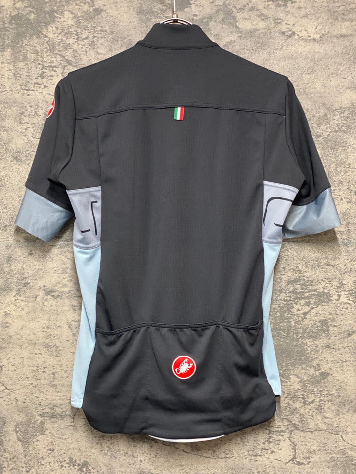KH471 カステリ CASTELLI 半袖 サイクルジャージ 黒白グレー XS