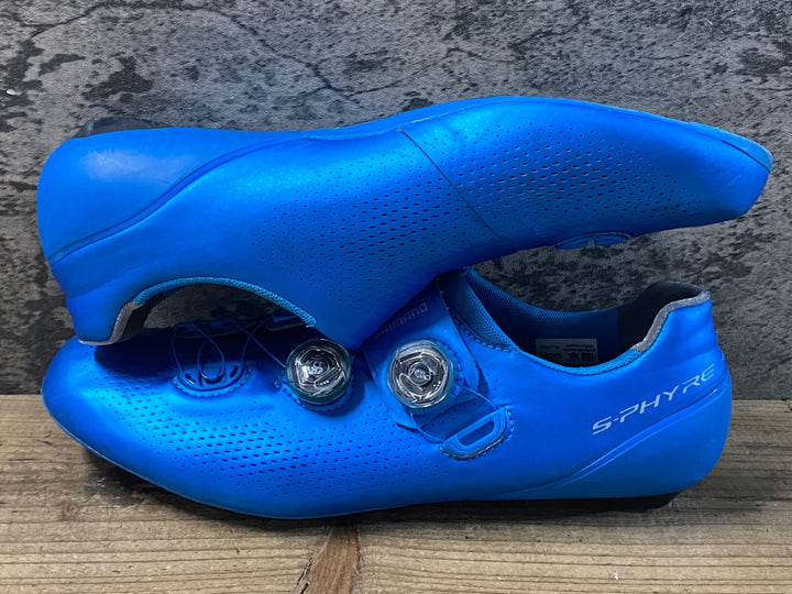 KF323 シマノ SHIMANO RC9 SHRC901 ビンディングシューズ 3穴 BOA 青 EU45 ※ガリ傷