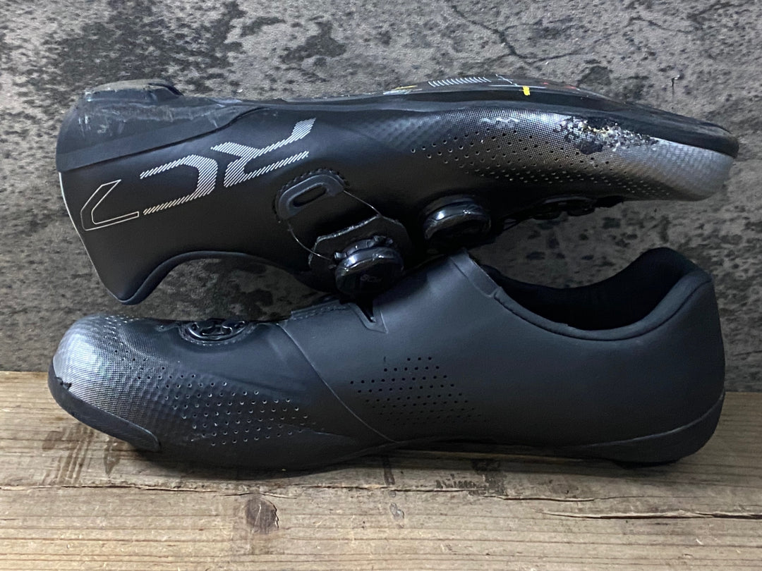 KG985 シマノ SHIMANO PC7 SHRC702M WIDE ビンディングシューズ 3穴 BOA シルバー 黒 EU44 ※ソール欠品