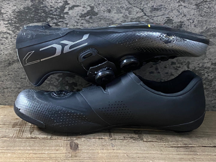 KG985 シマノ SHIMANO PC7 SHRC702M WIDE ビンディングシューズ 3穴 BOA シルバー 黒 EU44 ※ソール欠品