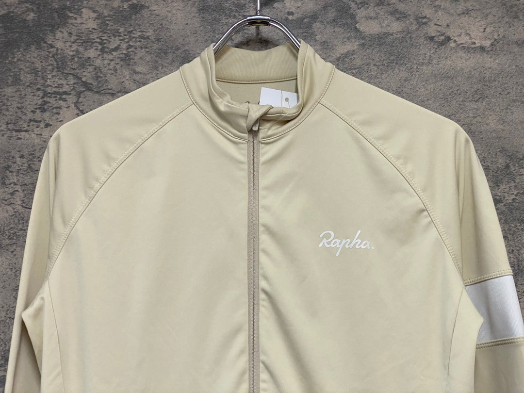JZ020 ラファ Rapha MEN'S LONG SLEEVE CORE JERSEY 長袖 サイクルジャージ ベージュ S 裏起毛