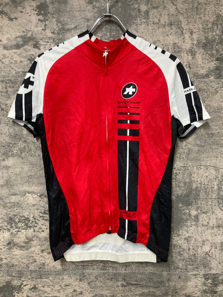 JQ967 アソス ASSOS SS.MILLE 半袖 サイクルジャージ 白 赤 S