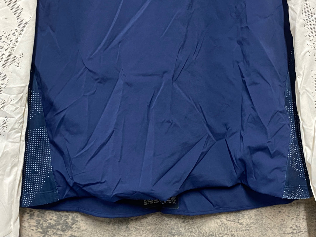 KN406 ラファ Rapha MEN'S TRAIL FINALE WINDBLOCK JERSEY - TRAIL PRINT 長袖 サイクルジャージ 紺 白 S