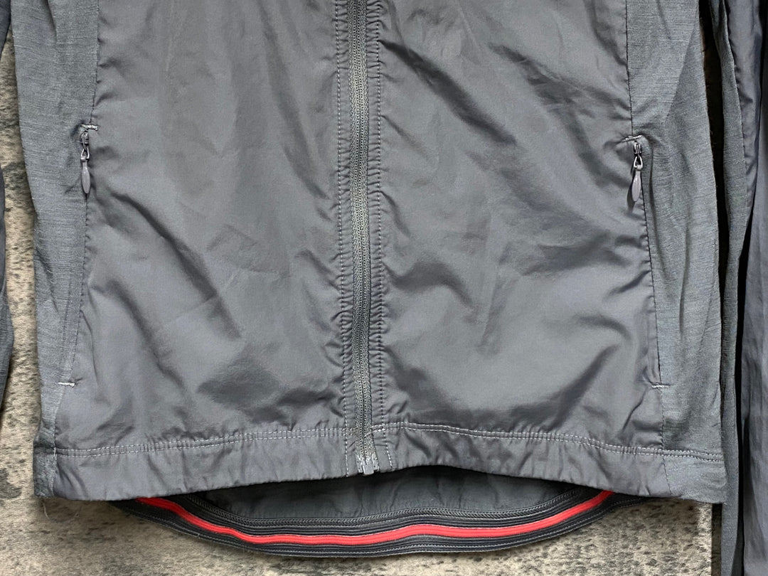 JV439 ラファ Rapha WOMEN'S BREVET LONG SLEEVE WINDBLOCK JERSEY 長袖 サイクルジャージ グレー XS 穴あき