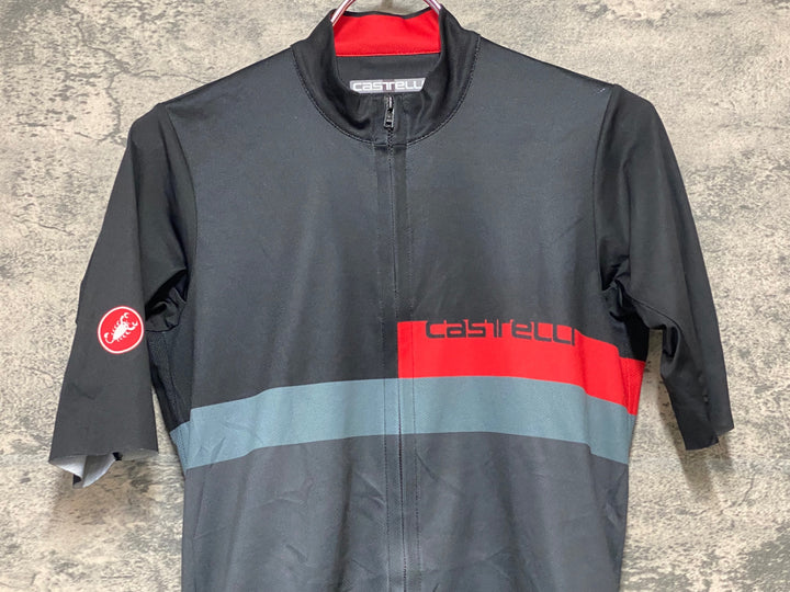 KH468 カステリ CASTELLI 半袖 サイクルジャージ S 黒