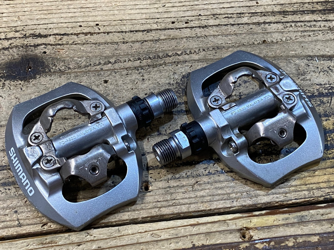 JZ349 シマノ SHIMANO PD-A530 ビンディングペダル 片面フラット SPD シルバー