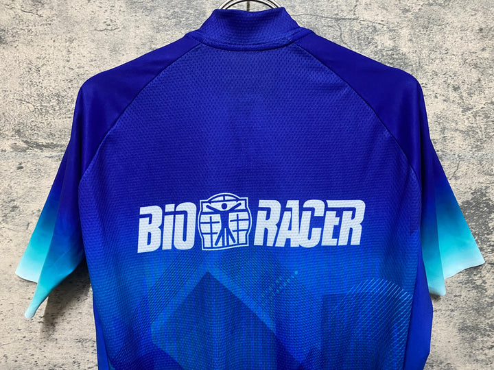 JS090 ビオレーサー BIORACER 半袖 サイクルジャージ 青 4/L Mt.FUJI Hill Climb