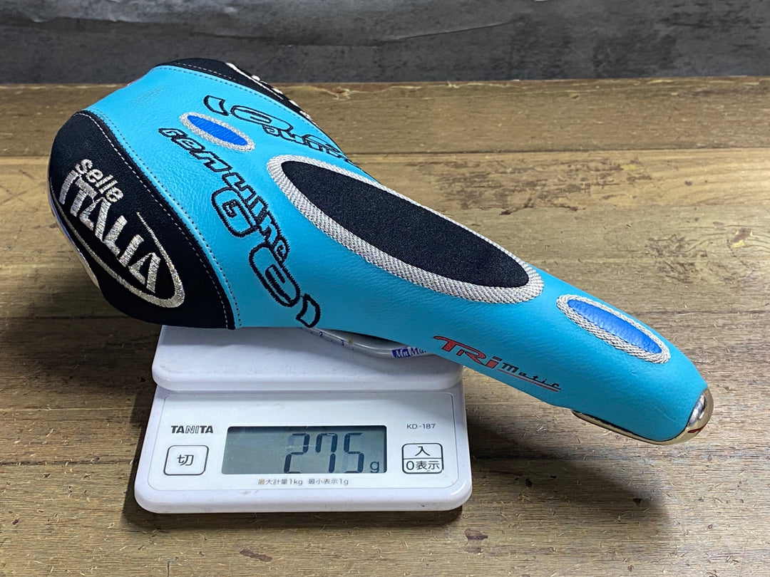 KJ651 セライタリア SELLE ITALIA TRIMATIC サドル MANGANESEレール 青