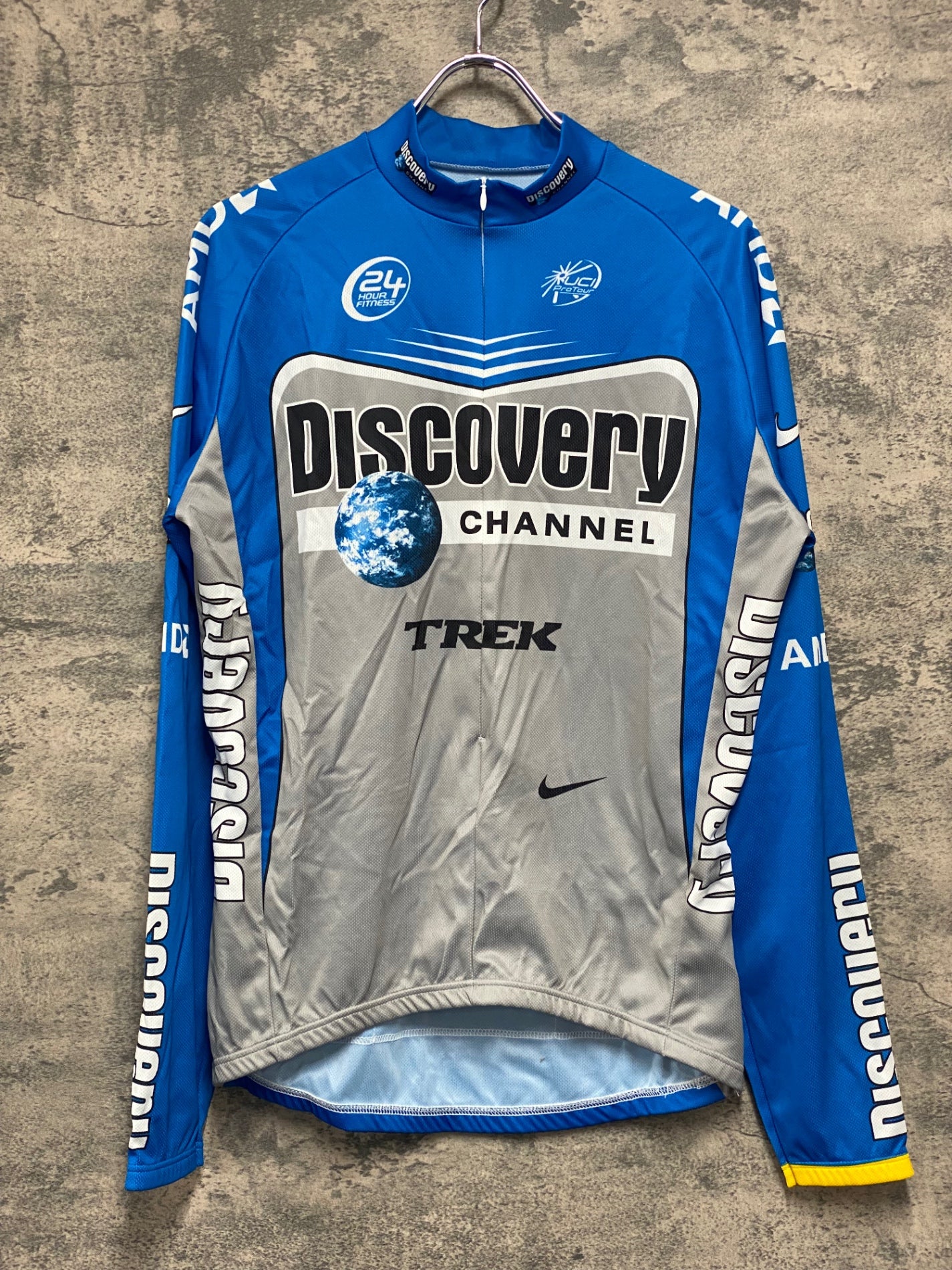JU911 ナイキ NIKE 長袖 サイクルジャージ 青 L DISCOVERY CHANNEL