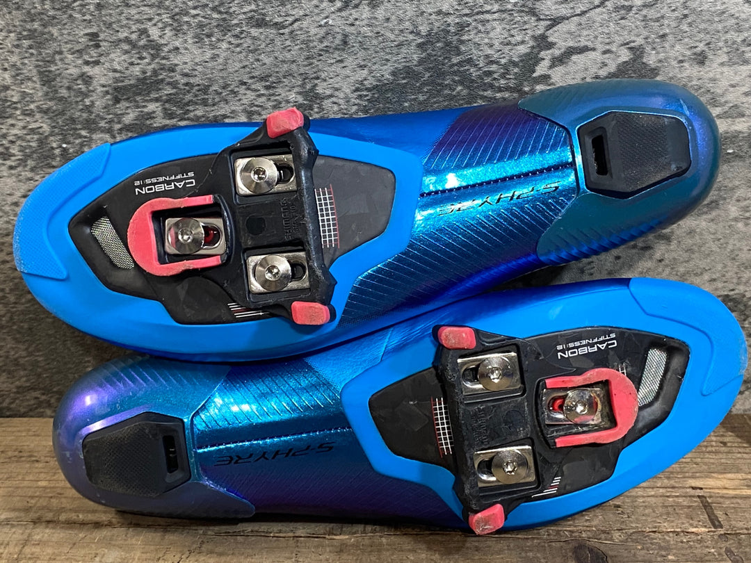KH163 シマノ SHIMANO エスファイア S-PHYRE SH-RC903M B01E ビンディングシューズ 3穴 WIDE 青 EU42E