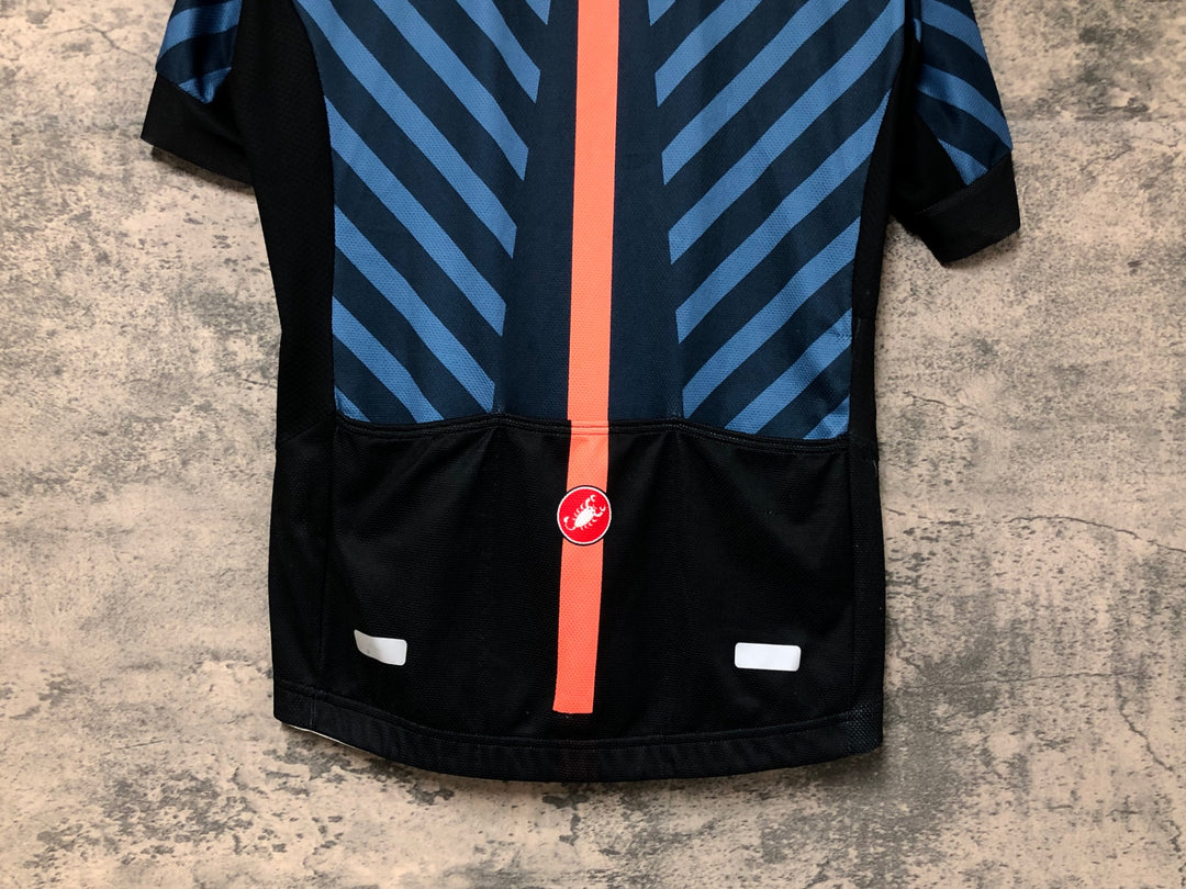 KB219 カステリ CASTELLI 半袖 サイクルジャージ 青 XL ※反射部劣化 ほつれ