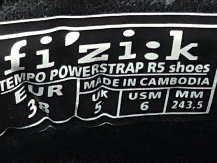 JJ919 フィジーク fizi:k TEMPO POWERSTRAP R5 ビンディングシューズ 3穴 EU38 黒