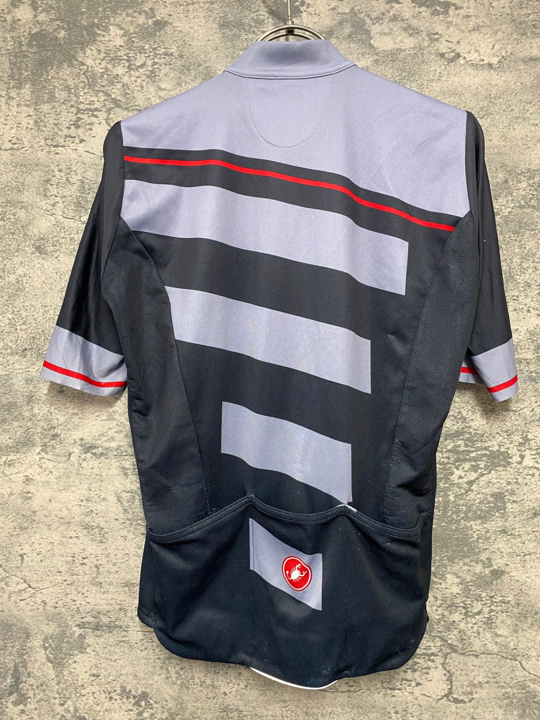 KD409 カステリ CASTELLI 半袖 サイクルジャージ 黒グレー S ※ロゴべたつき