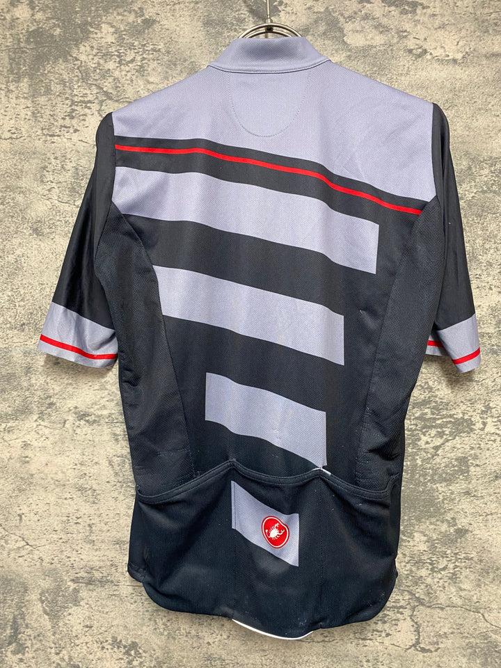 KD409 カステリ CASTELLI 半袖 サイクルジャージ 黒グレー S ※ロゴべたつき